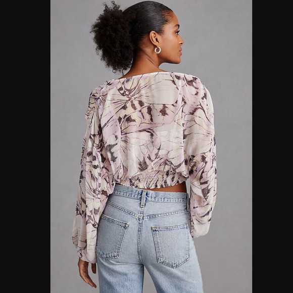 Anthropologie Sheer Peasant V-Neck Top - New - Small - Picture 3 of 6